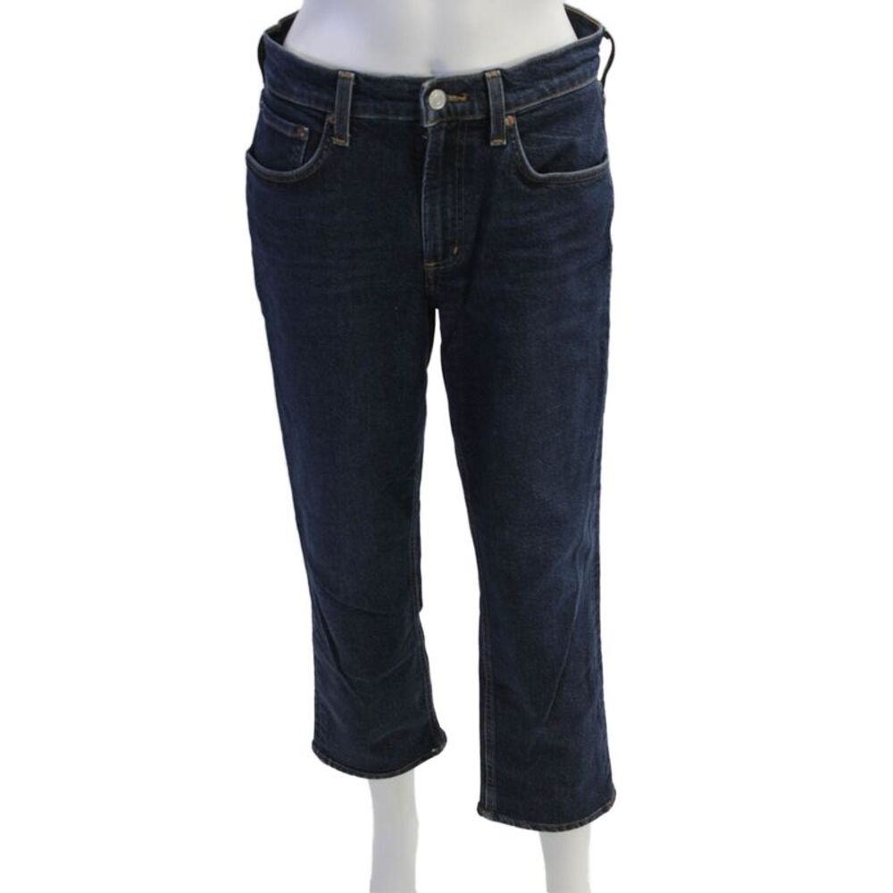 Agolde Womens Cropped Straight Jeans Dark Blue High Rise Size 26